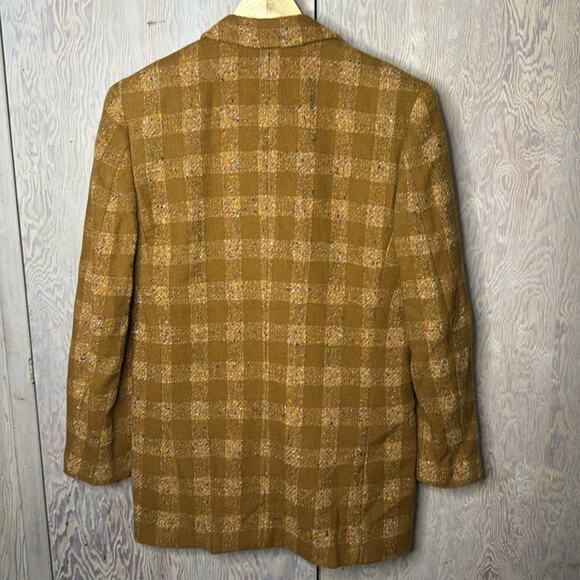 NWT Vintage Umberto Ginocchietti Light Brown Plaid Double Breasted Blazer EU 38 - Picture 2 of 7